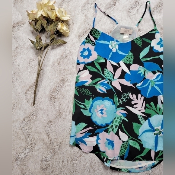 ✨️CL Loft Outlet Geometric Floral Print Sleevless Blouse Size S - Picture 5 of 12